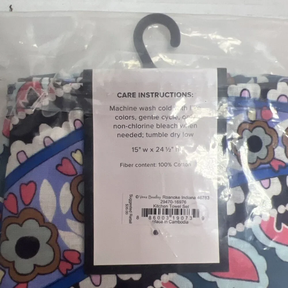 Vera Bradley‎ Kitchen Towel Set of 2 Haymarket Paisley New with Tags